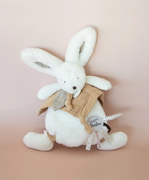Doudou pluszowy króliczek z przytulanką beżowy 25 cm
