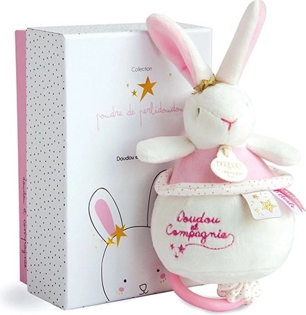 Zestaw prezentowy – pluszowy różowy króliczek z melodią 14 cm