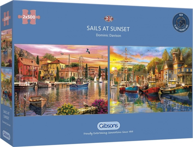Gibsons Puzzle Żaglówki o zachodzie słońca 2x500 elementów