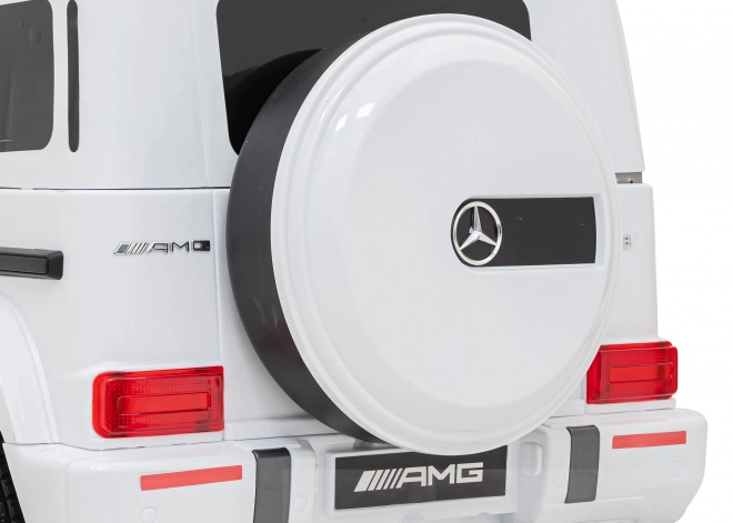 Mercedes AMG G63 dla dzieci biały + zdalne sterowanie + MP3 LED + wolny start + EVA + pasy
