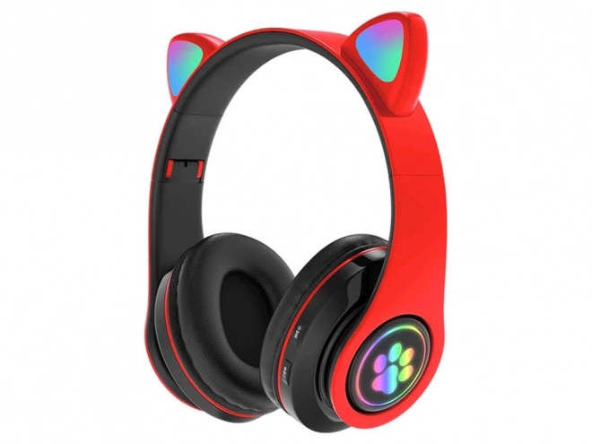 Bezprzewodowe słuchawki Bluetooth radio fm mp3 kocie uszy LED podświetlenie