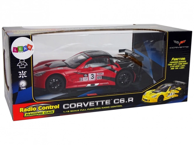 Sportowy wyścigowy RC samochód 1:18 Corvette C6.R czerwony 2.4G z oświetleniem