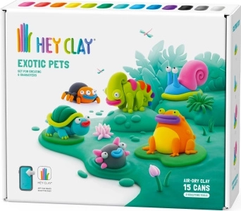 Hey Clay plastelina – egzotyczne zwierzęta, zestaw 15 kubeczków