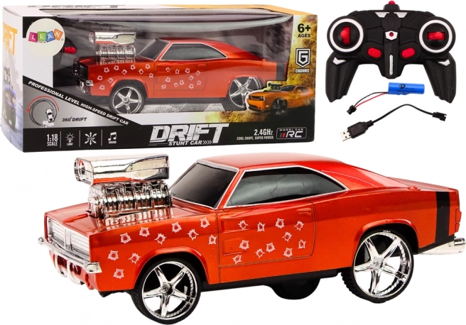 Zdalnie sterowany 1:18 Drift 360 Światła Dźwięki Czerwony