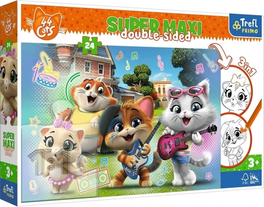 Puzzle Super Maxi 24 elementy – radosne kotki 44 CATS, dwustronne 3w1
