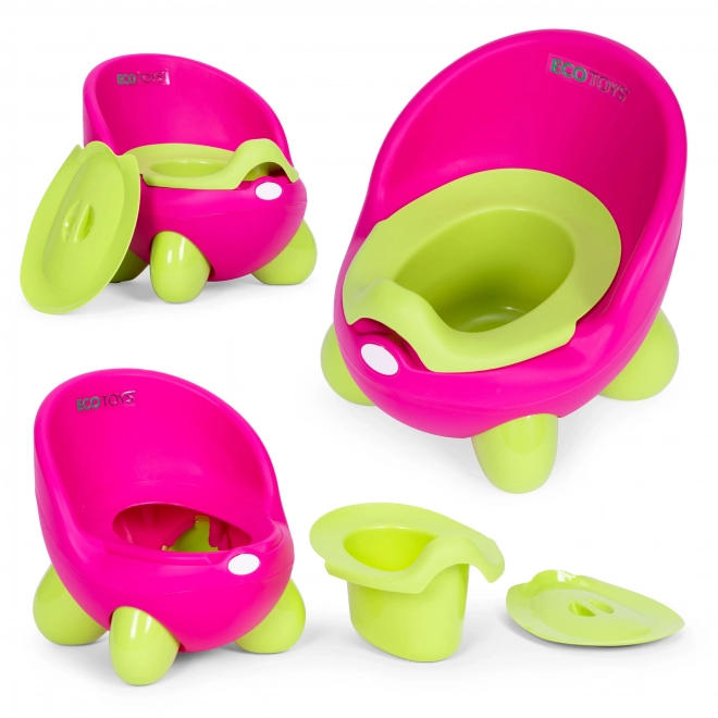 Dziecięcy nocnik ECOTOYS różowo-zielony z antypoślizgowymi nogami