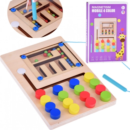 Drewniana Magnetyczna Zabawka Montessori z Kulkami