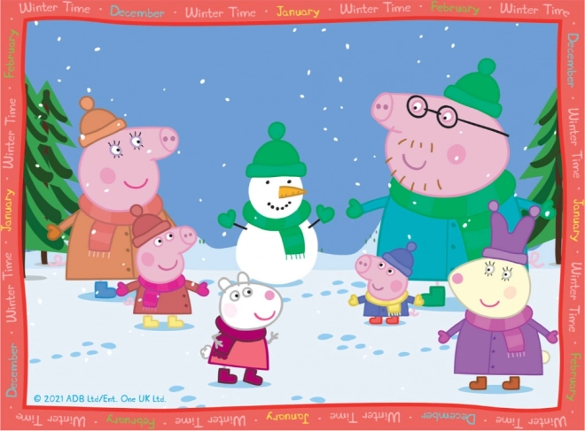 Puzzle Ravensburger Świnka Peppa – pory roku 4w1 (12–24 elementy)