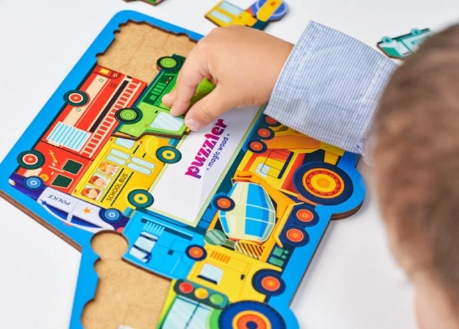 WOODLIKA Drewniane puzzle Świat środków transportu 18 elementów