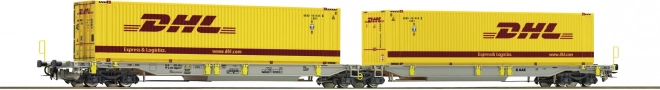 Roco przegubowy wagon kontenerowy Sdggmrs/T2000 AAE z kontenerami DHL, H0