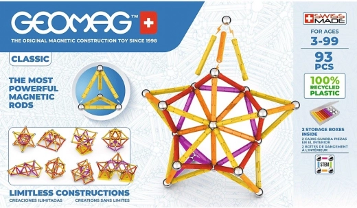 magnetyczna konstrukcyjna classic recycled 93 elementów – pomarańczowa