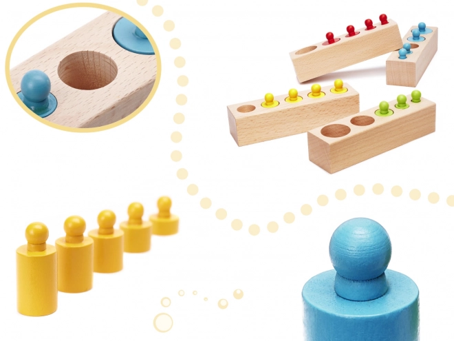 Drewniane Montessori wkładki kolorowe
