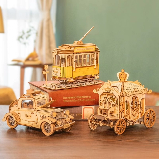 Samochód Vintage - nowoczesne 3D drewniane puzzle