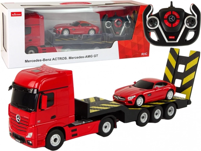 Autko R/C Mercedes-Benz z lawetą – czerwone
