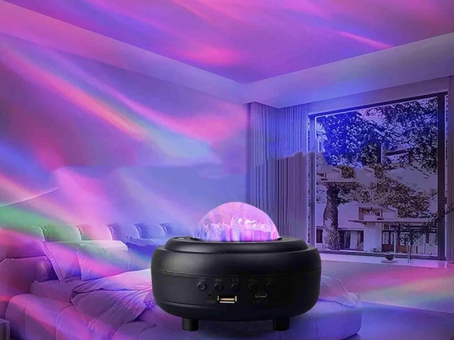 Nocny projektor świetlny aurora z głośnikiem bluetooth