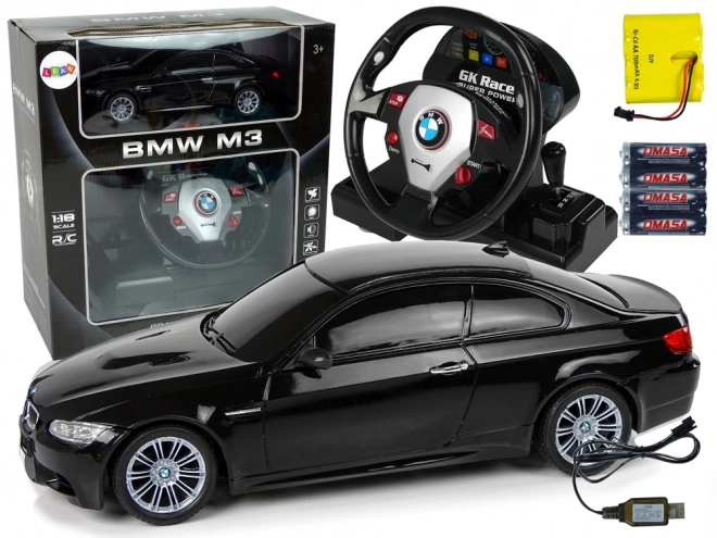 BMW M3 zdalnie sterowane auto czarne 2.4G zdalne sterowanie kierownicy 1:18 dźwięki światła