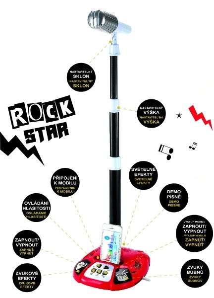 Mikrofon Karaoke ROCK STAR z efektami świetlnymi i dźwiękowymi