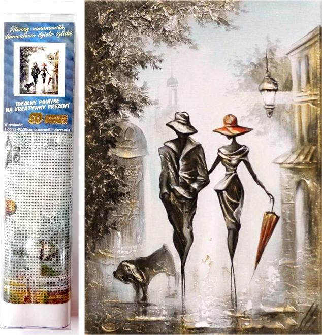 Malowanie diamentowe Romantyczny spacer 30x40 cm