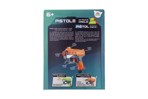 Pistolety 2 sztuki 12 cm plastik na piankowe naboje + 6 sztuk naboi na kartonie