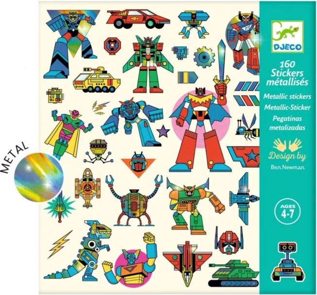 DJECO Metaliczne Naklejki Roboty