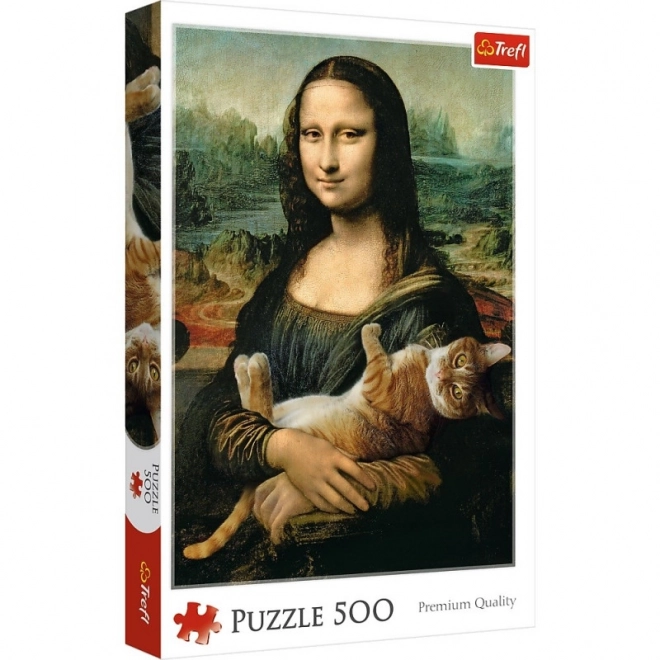 Puzzle Mona Lisa z kotem Mruczek, 500 elementów