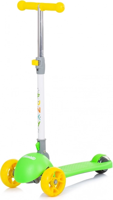 dziecięca hulajnoga CHIPOLINO Funky z kołami LED, zielono‑żółta
