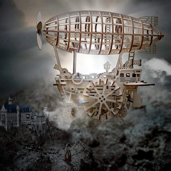 Drewniane mechaniczne puzzle steampunk sterowiec