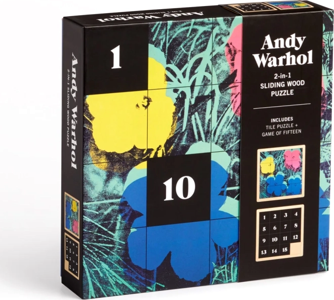 Przesuwane drewniane puzzle Andy Warhol: Kwiaty 2w1