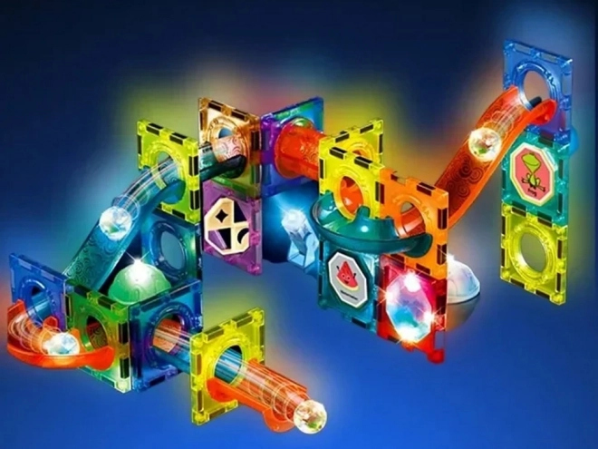 3D magnetyczne klocki dla dzieci Świecący tor kulkowy 49 elementów ZA5250