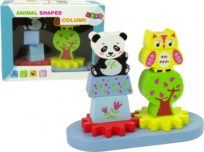 Drewniany zwierzęcy sorter Sowa Panda z Kołami Zębatymi