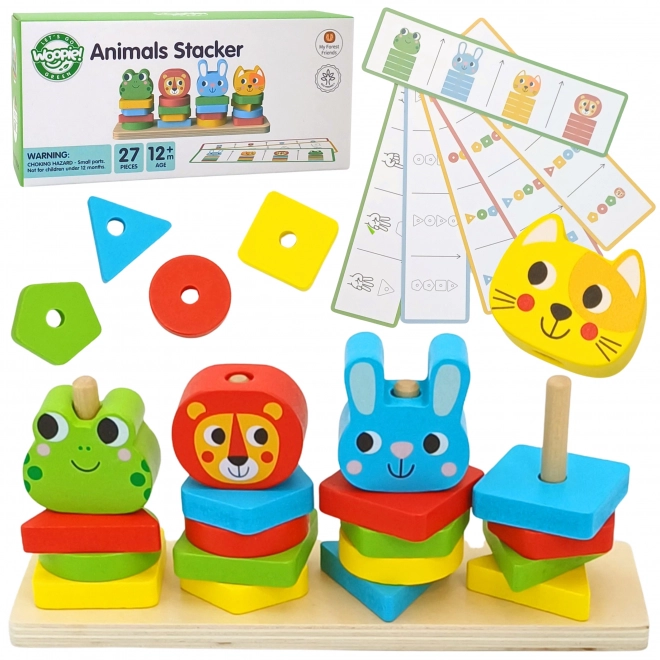 Montessori układanka zwierzątka piramidka 27 elementów FSC