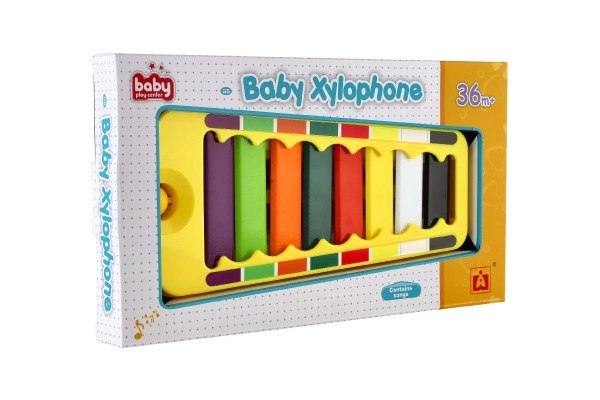 Plastikowy/metalowy ksylofon 24cm z pałeczką w pudełku 29x16x3cm