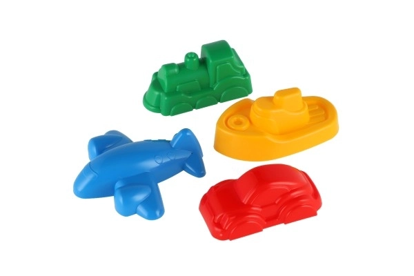 Foremki Babki do piasku 4szt. plastikowe pojazdy w siatce 12m+
