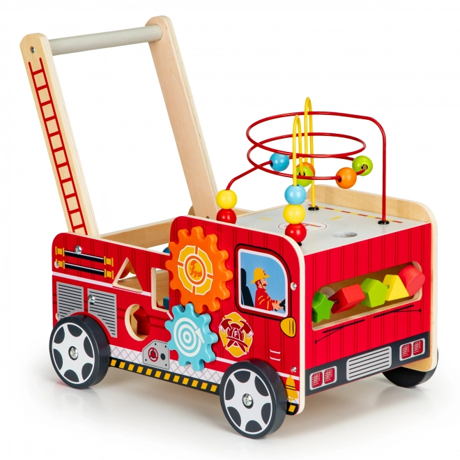 Drewniany edukacyjny chodzik z klockami - Samochód strażacki ECOTOYS