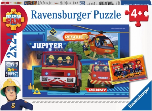 Ravensburger puzzle Strażak Sam: wyjazd 2×24 elementy