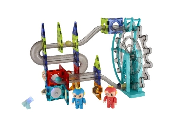 Kulodrom magnetyczny plastikowy 80 szt. 16 kulek + akcesoria na baterie ze światłem w pudełku 47x35x9cm
