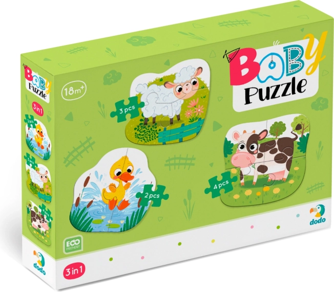 Dodo dziecięce puzzle Zwierzęta z gospodarstwa 3w1 (2, 3, 4 elementy)