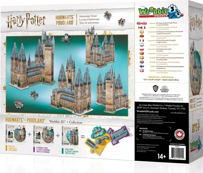 WREBBIT 3D puzzle Harry Potter: Hogwart, Wieża Astronomiczna 875 elementów