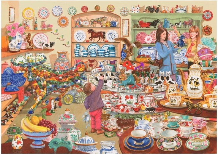 Puzzle Byki w sklepie z porcelaną 1000 elementów