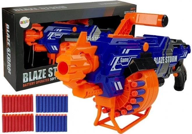 Duży piankowy blaster z bębnowym magazynkiem i 40 nabojami
