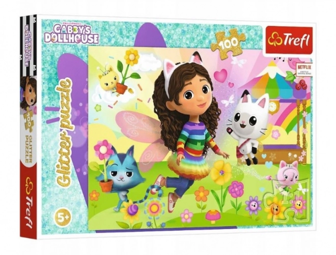 Puzzle 100 elementów z brokatem Glitter Dollhouse Gabby