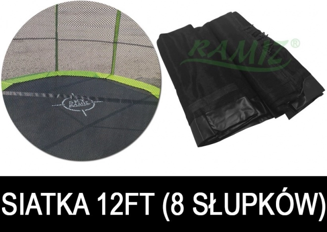 Siatka ochronna do trampoliny SkyRamiz czarna 366 cm, 8 tuneli na słupki