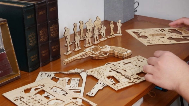RoboTime 3D drewniane mechaniczne puzzle Rewolwer Corsac