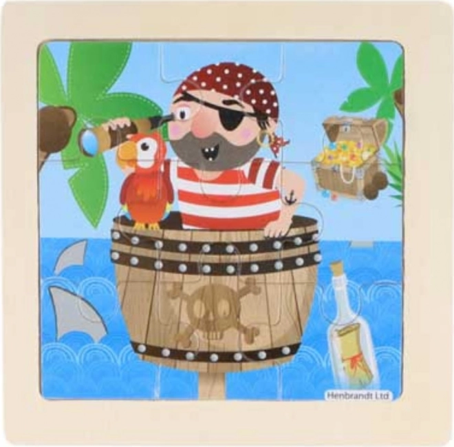 Drewniane puzzle piraci 9 elementów