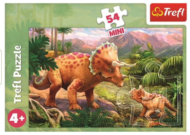 TREFL Puzzle Niesamowite dinozaury: Triceratops z młodym 54 elementów