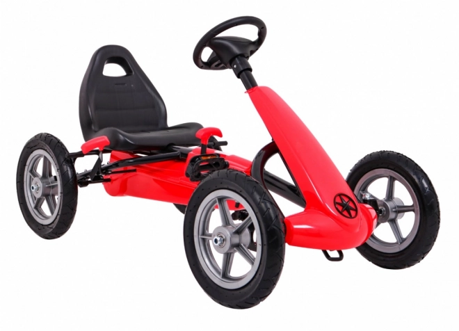 STAR gokart na pedały dla dzieci 3+ Czerwony + regulowane siedzenie + pompowane koła