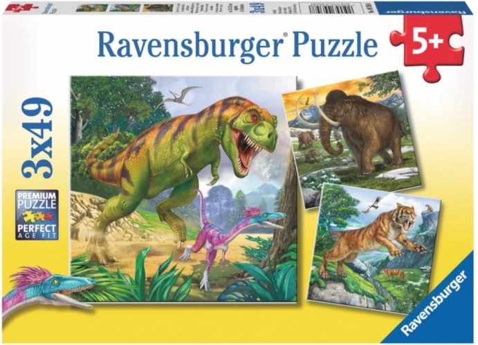 Puzzle dinozaury 3×49 elementów
