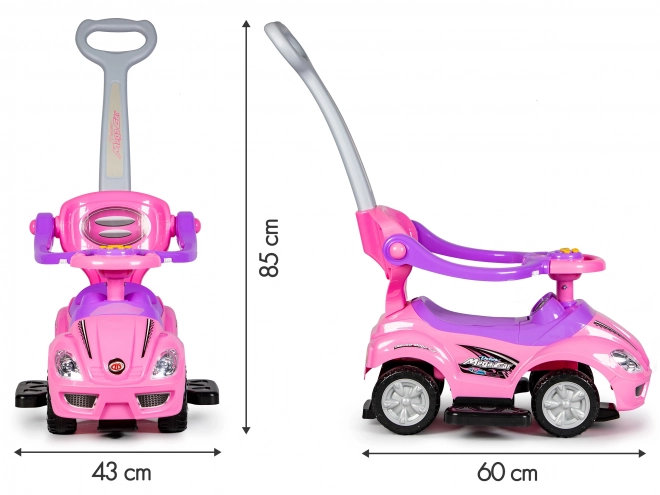 ECOTOYS Jeździk z dźwiękami i prowadzącą tyczką Różowe Auto