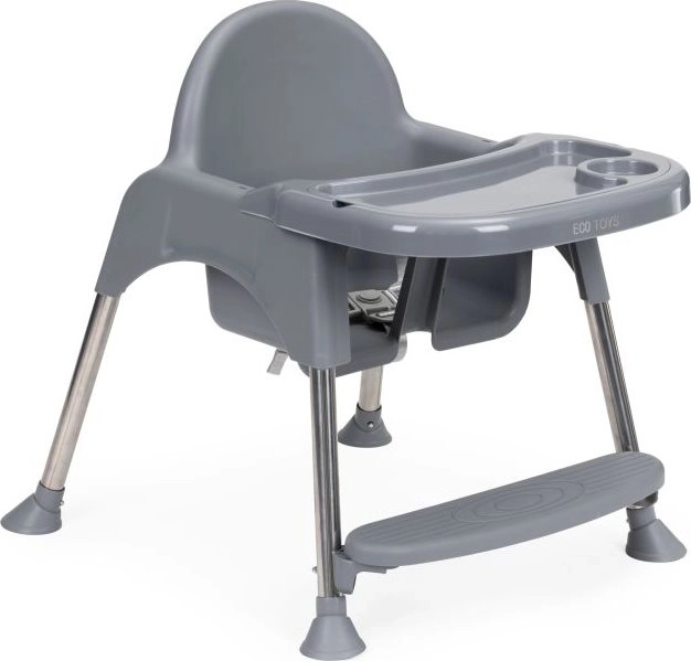 ECOTOYS Krzesełko do karmienia 2w1 szare