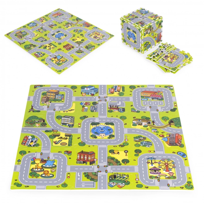 Duża piankowa mata EVA dla dzieci Miasto 90,5x90,5 cm 21 szt. ECOTOYS
